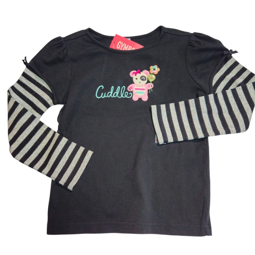 Gymboree Imaginary Friends Black Panda Cuddle Tee Size 5 Long Sleeved New w/ Tag
